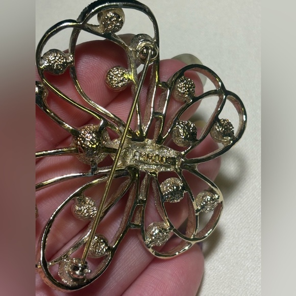 Vtg Emmons Colorful Rhinestone Butterfly Brooch - Picture 4 of 6